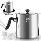 1.5L Milchtopf mit Deckel, Milchtopf Doppelwandig mit Pfeife, mit Bakelitgriff, Puddingtopf aus Edelstahl, Milchtöpfe Klein, Simmertopf Puddingtopf Wasserbad Schmelztopf, für Gas, Elektro