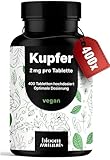 Kupfer Tabletten - 400 Stück x 2 mg Kupfer aus KupferBisglycinat - optimal hochdosiert - Copper, vegan und produziert in Deutschland