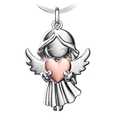 Cadimus Schutzengel Schlüsselanhänger mit Herz, Glücksbringer Langhaariger Engel, Geschenke für Frauen
