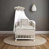 Generisch Babyhafen Beistellbett 3in1 Babybett Komplettbett Royal Beige, Spitze-Weiß Stubenbett