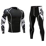 Generisch Herren Trainingsanzug Kompressionsanzug Atmungsaktive Langarm Kompressionsshirt Lange Kompressionshose Schnelltrocknende Funktionswäsche Sportswear Laufanzug Fitness Gym Sport