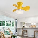 Deckenventilatoren mit Beleuchtung Led Dimmbar Leise Deckenleuchte mit Ventilator und Fernbedienung 6-gang Reversibel Deckenventilatoren mit Lampen für Wohnzimmer Schlafzimmer Kinderzimmer-Yellow