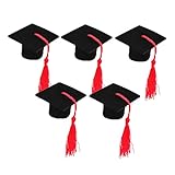 ULTECHNOVO 5 Stück Doktorhutdekoration Abschlusshüte Quaste Kappenaufsätze für den Abschluss Weinflasche Arzt Graduationsparty Gefälligkeiten Doktorkappe Flaschenabdeckung rot