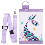 WAWSAM Kinder Geldbörse - Meerjungfrau Brieftasche für Alter 4-12, Trifold mit Schlüsselband, Weihnachten Geburtstag Geschenk, Portmonee