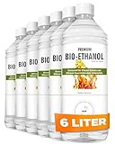 HaA Bioethanol 96,6% Premium 6 x 1L – Für Bioethanol Kamin & Tischfeuer Indoor – Bio Ethanol für Tischkamin Indoor & Outdoor - Geruchsarm & rückstandsfrei – Bio Ethanol aus nachwachsenden Rohstoffen
