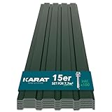 KARAT - 15 Stück Trapezblech 115 x 45 cm - Profilblech SET inkl. Schrauben - 7.7 m² Wandblech Dachblech - Stärke 0.25 mm - Dachplatten Stahlblech Wandverkleidung (Grün)