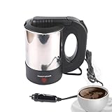 Elektrischer Reisewasserkocher – Auto-Wasserkocher, LKW-Wasserkocher | Warmwasserkessel aus Edelstahl, LKW-Edelstahl-Autokaffeetasse, beheizte Wassertasse, Topfflasche für unterwegs (6,69 x 4,