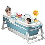 3 in1 Faltbare Badewanne für Kleinkinder & Kinder, zierlicher Erwachsene, Haustier, große mobile Badewanne, Tragbare Kunststoff Badewanne für Dusche,mit abnehmbarer Bezug, 118 cm
