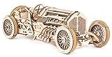 UGEARS U-9 Grand-Prix-Auto aus Holz – Geschenk zum Vatertag (DIY-Bausatz) Handkurbelbetriebenes Fahrzeug mit funktionierenden Kolben, Rädern, Stoßdämpfern | Funktionelles, authentisches Renndesign