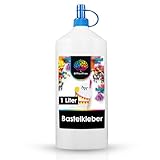 OfficeTree 1 Liter Flüssigkleber Bastelkleber Lösungsmittelfrei - Bastelleim Kleber für Kinder geeignet - Transparent Trocknend für Große und Kleine Projekte - Bastelkleber Kinder - Kleber Basteln