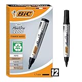 BIC Marking 2000 Permanent Marker, in Schwarz, Wasserfester Stift für Glas, Metall, Holz & Co, Strichstärke 1,7 mm, 12er Pack
