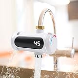 MaxEarn 220V Schnelle Elektrische Warmwasserbereiter, 3000W Klein Durchlauferhitzer mit LED Temperaturanzeige, Sofortiger Wasserboiler, Smart Heater zum sofort Heizung von Wasserhähn Küche/Garten/Bad