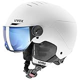 uvex rocket jr visor - robuster Skihelm für Kinder - Filterkategorie 2 - optimierte Belüftung - white - black matt - 51-55 cm