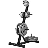 GORILLA SPORTS® Hantelscheibenständer - 6 Scheibenaufnahmen, für Ø 30 mm Gewichtsscheiben, bis 200 kg Belastbar, aus Stahl, Schwarz/Weiß - Scheibenständer, Hantelständer, Hantelablage, Hantelbaum, Gym