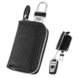 AOZUO Keyless Go Schutz Autoschlüssel Box,Autoschlüssel Schutz Keyless,Autoschlüssel Hülle mit Metallhaken Leder Schlüsseltasche Schlüsseletui Schlüsselbund Funkschlüssel Abschirmung Schlüssel Etui