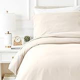Amazon Basics - 2 Stück Bettwäsche-Set, Fein-Biber, 135 x 200 cm, Beige, Einfarbig