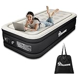 YITAHOME Luftbett Selbstaufblasend Einzel, Luftmatratze mit Integrierter Elektrischer Luftpumpe, Aufblasbare Matratze Bett mit Aufbewahrungstasche für Camping, Gästebett, 191x99x46cm (Grau & Schwarz)