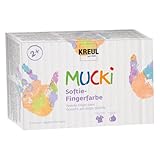 KREUL 2321 - MUCKI Softie-Fingerfarbe, 6 x 150 ml, Pastellfarben auf Wasserbasis, Fingermalfarben für Kinder ab 2 Jahren