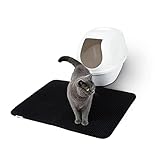 lionto Katzenstreumatte für Katzentoilette mit Anti-Rutsch-Beschichtung, 76x61x1,3 cm, Katzenklomatte wasserdicht & leicht zu reinigen, effektive Aufnahme von Katzenstreu im Bienenwabendesign, schwarz