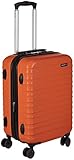 Amazon Basics Handgepäck Koffer, ABS-Hartschale, Erweiterbarer Trolley Handgepäck mit 4 Drehbaren Rädern, 55 cm, Orange