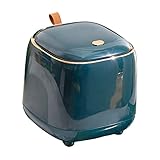 Desktop Mülleimer Drücken Sie Deckeltyp Papierkorb Reinigungswerkzeuge Leichte Luxus Mülleimer für Küche Vanity Tabletop Home Table Countertop, White/1243 (Color : Dark Green