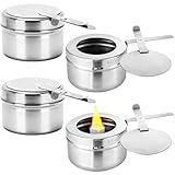 AXVRAV 4 Stück Brennpastenbehälter mit Deckel, Edelstahl Fondue Brenner, Spiritusbrenner, Speisewärmer Brennbehälter für Warmhaltebehälter, Brennpaste, Buffet Zubehör, Fondue, Camping, Grillpartys