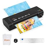 Laminiergerät A4 Tragbarer Laminator Schnelle Laminiermaschine 4-in-1 Laminierset mit 30 Laminierfolien, Papierschneider, Eckrunde,Heiß- und Kaltlaminieren für Heimgebrauch Büro Fotos und Karten