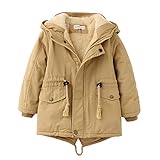 L SERVER Winterjacke für Jungen und Mädchen,warm Hoodie Outfits Dicke Mantel Baby Wintermäntel, Beige(Verdickung), 122-128
