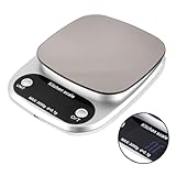 TIDTALEO Küchenwaage Digital Aus Edelstahl Mit Lcd-display Wiederaufladbare Multifunktionswaage Präzise Lebensmittel Schmuckwaage in Silber