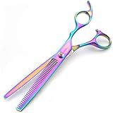 Professionelle Friseurschere 6,7 Zoll,Haarschere, Effilierschere, Haar Bart Trimmen Formung Pflege für Damen und Herren Schere, Barbier,Friseur,Edelstahl Regenbogen-Style 2