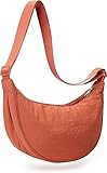 Fjquamitix Halbmond-Tasche für Damen und Herren, Umhängetasche, Nylon, mit verstellbarem Riemen, Halbmondschlinge, Schultertasche, Handtasche für Reisen, lässig, Eveyday, caramel, 22inch