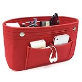 YGLEEULI Taschenorganizer Damen Organizer Handtasche Filz Reisetasche Einsatz Liner Geldbörse Organizer Beutel(Red,L)