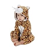 Unisex Baby Leopard Kostüm Tier Kleinkind Strampler Halloween Weihnachten Pyjamas Baby Junge Set (Brown, 6-12 Months)