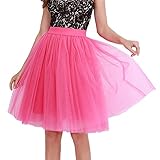 Tüll Rock Karneval Damen, 80er Jahre Tüllrock Fasching Midi Petticoat mit Elastische Hohe Taille Ballett Tutu Mehrlagiger Tütü Fließender Feen Rock Trendiger Faltenrock für Prom Party