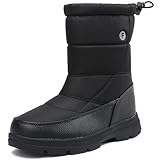 BARFULKER Winterschuhe Herren Damen Wasserdicht Winterstiefel Warm Gefüttert Schneestiefel Leicht Trekkingschuhe Wanderschuhe Rutschfest Stiefel Arbeiten Ski Outdoor Boots,Schwarz 46 EU
