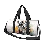 Sporttasche für Damen und Herren, Reisetasche, niedliches Zebra-Aquarell, Wochenendtasche, Segeltuch, Handgepäcktasche für Reisen, Schwimmen, Fitness, Workout, Sport, Seesack, Schwarz, Einheitsgröße,