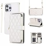 GoodcAcy Handyhülle für Samsung Galaxy S25 FE Hülle mit Band, Handykette Case Klappbar, Leder Klapphülle Handykette Flip 9-Karten Schutzhülle Magnet Handy Hülle mit Kette Umhängen (weiß)