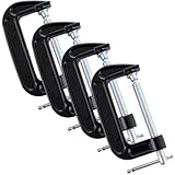ASelected G-Klemme, 105 mm, robuste Schraubklemmen, industrielle Stärke, C-Klemmen-Set für Holzbearbeitung, Schweißen, Gebäude, Autoreparatur, 10,2 cm Backenöffnung, Schwarz, 4 Stück