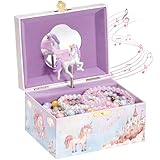 ProCase Kinder Musik Box Schmuckkästchen mit Spieluhr Einhorn, Schmuckschatulle mit Melodie für Mädchen