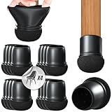 Premium 16 Stück Silikon Stuhlbeinkappen Schutzkappen mit Extra Dickem Filz für Bodenschutz | Set für 4 Stühle | Runde Schwarze Fils Stuhlbeinsocken Filzgleiter 14-19 mm