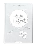 Hochzeitsgästebuch mit Fragen - Ihr bei unserer Hochzeit, Gästebuch Hochzeit mit 96 Seiten für Hochzeitsgäste & Brautpaar, 17x24,5 cm, Grau Weiß, Hardcover, stabil, Hochzeitsbuch