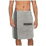 JEMIDI Sauna Frottee Kilt Sarong - M-XXL Herren Männer - Anthrazit Grau - 100% Baumwolle - Saunakilt Saunasarong Saunatuch - Saunahandtuch waschbar bei 40°C