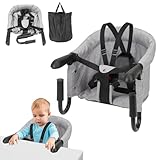 Daromigo Tischsitz Baby Faltbar, Baby Essstuhl, Tragbarer Baby Hochstuhl, Baby Sitzerhöhung, mit Ablagetasche, Belastbar bis 18 kg, geeignet für zu Hause und unterwegs, grau