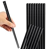 8-Paar Fiberglas Spülmaschinenfeste Essstäbchen, Wiederverwendbare japanische Essstäbchen, Sushi Rutschfeste Essstäbchen Set, Stäbchen Schwarz 24cm