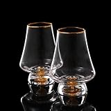DUJUST Whisky Gläser 2er Set (235 ml), Kristall Whiskey Gläser mit 24K Blattgoldflocken, luxuriöse Snifter glas für Brandy/Cognac/Bourbon/Tequila/Scotch, BPA-frei und bleifrei