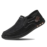 OutPro Herren Mokassins, Hochwertige Loafer & Slip-Ons, Bequeme Sommer Freizeitschuhe für jeden Anlass,Schwarz 43