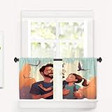 BaoNews 2 Stück Küchenvorhänge für Fenster Mädchen Mann Verdunkelungsvorhang Fensterbehandlung Polyester Mehrschichtige Fensterbehandlung für Küche 66 x 61 cm