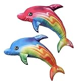 Genérico Delfin-Plüschchen, mehrfarbig, 2 Stück, Regenbogen-Delfine, 30 cm, weich, bunt und lustig