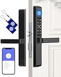 Eseesmart Intelligentes Türgriffschloss, Fingerabdruck-Türschloss mit Tastatur, RFID-App-Steuerung, wasserdicht, Bluetooth, elektronisch, biometrisch, digitaler Code, schlankes Türschloss für
