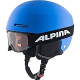 Alpina ZUPO Set (+Piney) - Hochwertiges, Sicheres & Robustes Set aus Skibrille & Skihelm Für Kinder, Blue matt, 51-55 cm